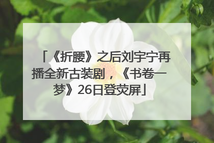 《折腰》之后刘宇宁再播全新古装剧，《书卷一梦》26日登荧屏