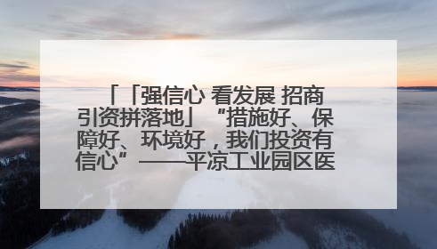 「强信心 看发展 招商引资拼落地」“措施好、保障好、环境好，我们投资有信心”——平凉工业园区医药原料绿色制造项目见闻