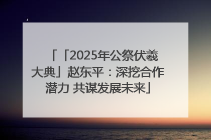 「2025年公祭伏羲大典」赵东平：深挖合作潜力 共谋发展未来