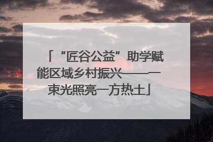 “匠谷公益”助学赋能区域乡村振兴——一束光照亮一方热土