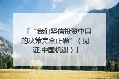 “我们坚信投资中国的决策完全正确”（见证·中国机遇）