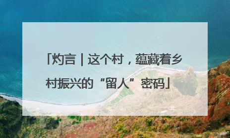 灼言｜这个村，蕴藏着乡村振兴的“留人”密码