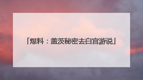 爆料：盖茨秘密去白宫游说