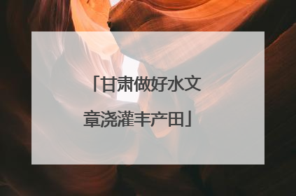 甘肃做好水文章浇灌丰产田