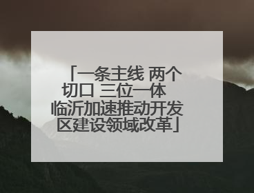 一条主线 两个切口 三位一体 临沂加速推动开发区建设领域改革