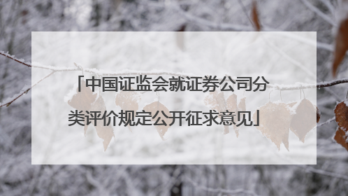 中国证监会就证券公司分类评价规定公开征求意见