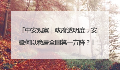 中安观察｜政府透明度，安徽何以稳居全国第一方阵？