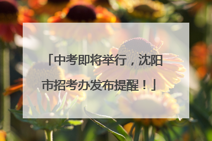 中考即将举行，沈阳市招考办发布提醒！