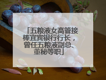 五粮液女高管接棒宜宾银行行长，曾任五粮液副总、董秘等职