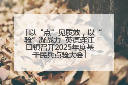 以“点”见质效，以“验”凝战力  英德连江口镇召开2025年度基干民兵点验大会