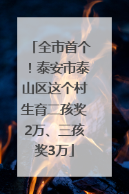 全市首个！泰安市泰山区这个村生育二孩奖2万、三孩奖3万