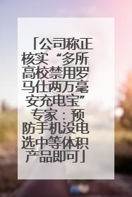 公司称正核实“多所高校禁用罗马仕两万毫安充电宝” 专家：预防手机没电选中等体积产品即可