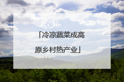 冷凉蔬菜成高原乡村热产业