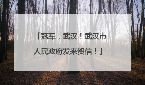 冠军，武汉！武汉市人民政府发来贺信！