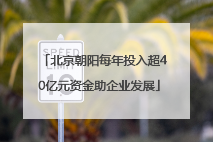 北京朝阳每年投入超40亿元资金助企业发展