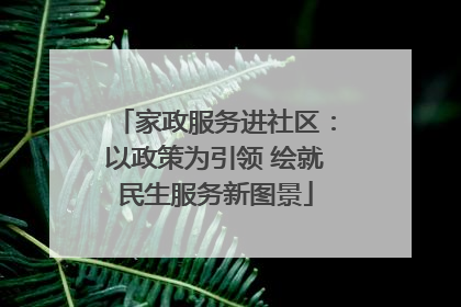 家政服务进社区：以政策为引领 绘就民生服务新图景