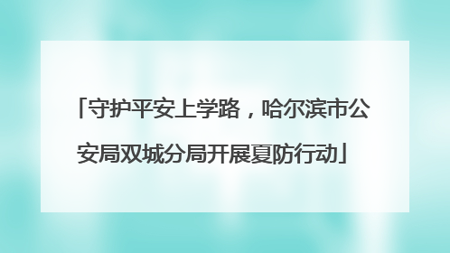 守护平安上学路，哈尔滨市公安局双城分局开展夏防行动