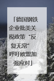 德国钢铁企业批美关税政策“反复无常” 呼吁欧盟加强应对