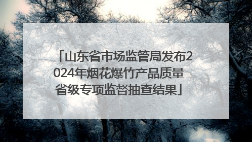 山东省市场监管局发布2024年烟花爆竹产品质量省级专项监督抽查结果