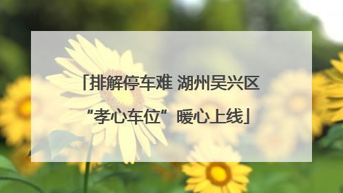 排解停车难 湖州吴兴区 “孝心车位”暖心上线