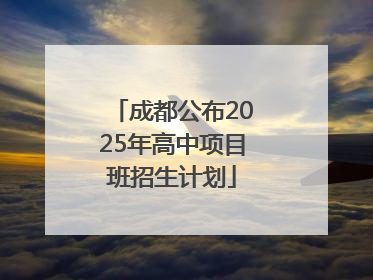 成都公布2025年高中项目班招生计划