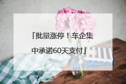 批量涨停！车企集中承诺60天支付