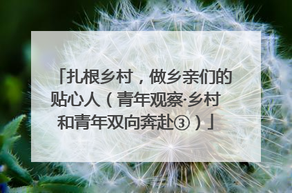 扎根乡村，做乡亲们的贴心人（青年观察·乡村和青年双向奔赴③）