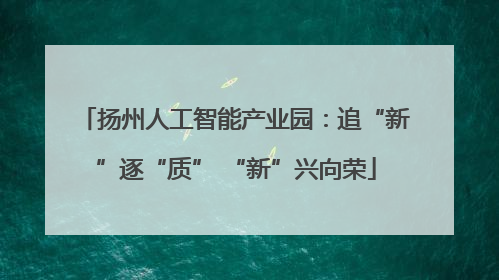 扬州人工智能产业园：追“新”逐“质” “新”兴向荣