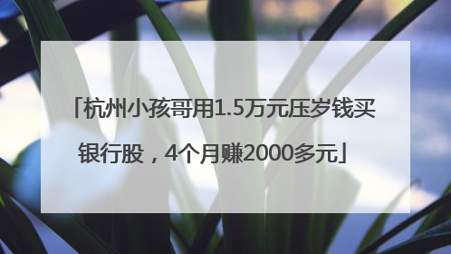 杭州小孩哥用1.5万元压岁钱买银行股，4个月赚2000多元