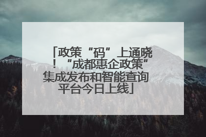 政策“码”上通晓！“成都惠企政策”集成发布和智能查询平台今日上线