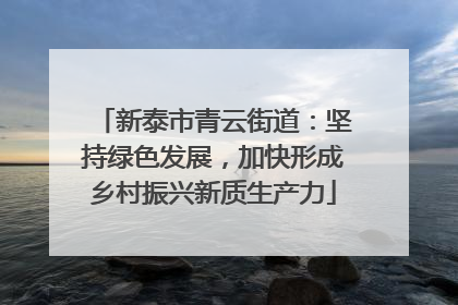 新泰市青云街道：坚持绿色发展，加快形成乡村振兴新质生产力