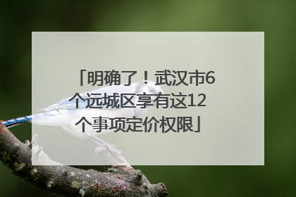 明确了！武汉市6个远城区享有这12个事项定价权限