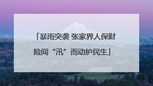 暴雨突袭 张家界人保财险闻“汛”而动护民生