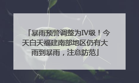暴雨预警调整为Ⅳ级！今天白天福建南部地区仍有大雨到暴雨，注意防范