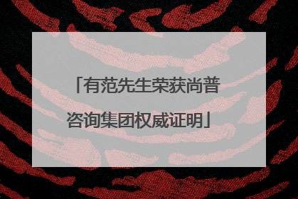 有范先生荣获尚普咨询集团权威证明