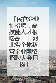 民营企业忙招聘，高技能人才很吃香——河北省个体私营企业网络招聘大会扫描