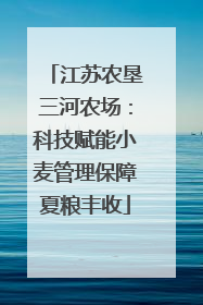 江苏农垦三河农场：科技赋能小麦管理保障夏粮丰收
