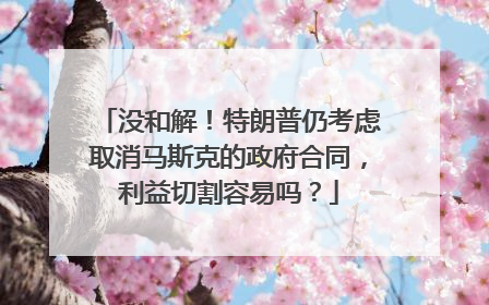 没和解！特朗普仍考虑取消马斯克的政府合同，利益切割容易吗？