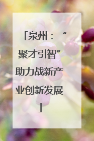泉州：“聚才引智”助力战新产业创新发展