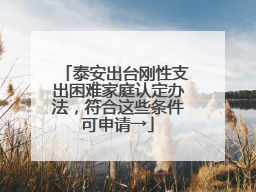 泰安出台刚性支出困难家庭认定办法，符合这些条件可申请→