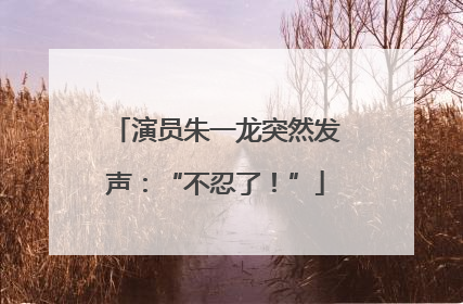 演员朱一龙突然发声：“不忍了！”
