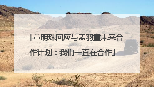 董明珠回应与孟羽童未来合作计划：我们一直在合作
