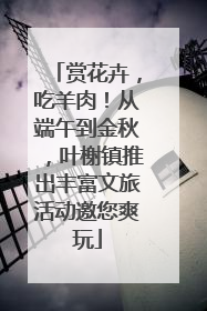 赏花卉，吃羊肉！从端午到金秋，叶榭镇推出丰富文旅活动邀您爽玩