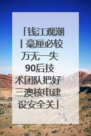 钱江观潮丨毫厘必较 万无一失 90后技术团队把好三澳核电建设安全关