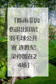 陈雨菲因伤退出印尼羽毛球公开赛 连胜纪录停留在24场