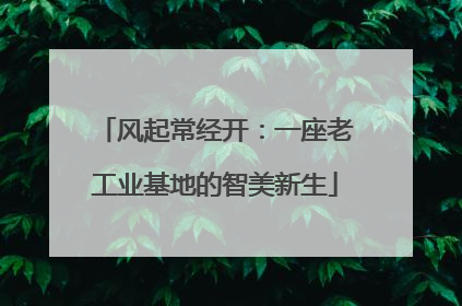 风起常经开：一座老工业基地的智美新生