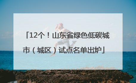 12个！山东省绿色低碳城市（城区）试点名单出炉