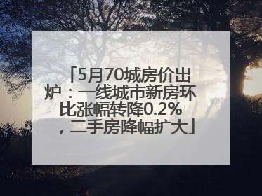 5月70城房价出炉：一线城市新房环比涨幅转降0.2%，二手房降幅扩大