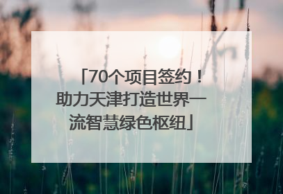 70个项目签约！助力天津打造世界一流智慧绿色枢纽